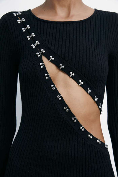 Patrizia Pepe Abito midi glam rock in maglia
