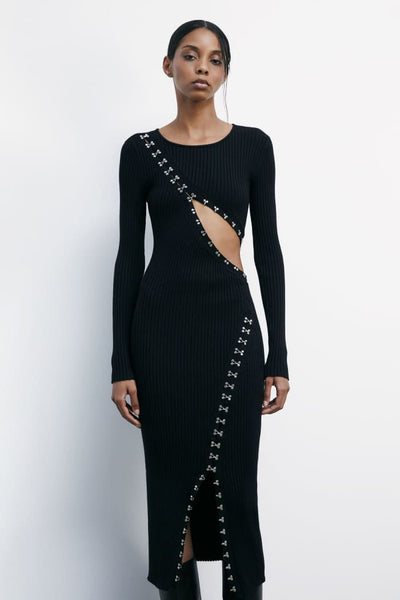 Patrizia Pepe Abito midi glam rock in maglia