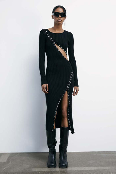 Patrizia Pepe Abito midi glam rock in maglia