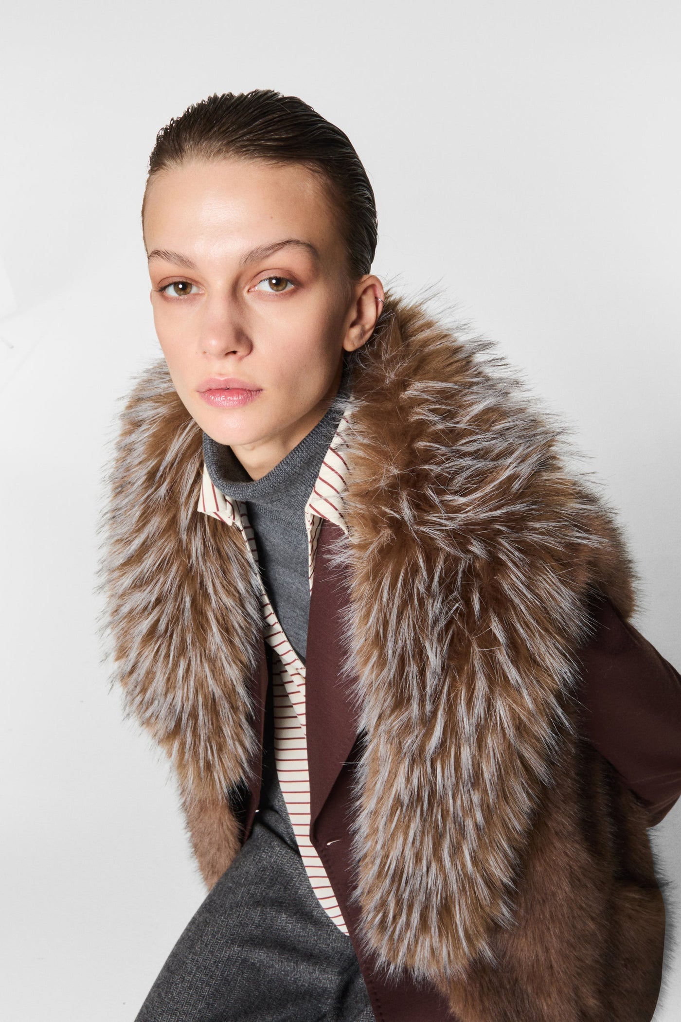 Nenette Gilet in ecovolpe piuma