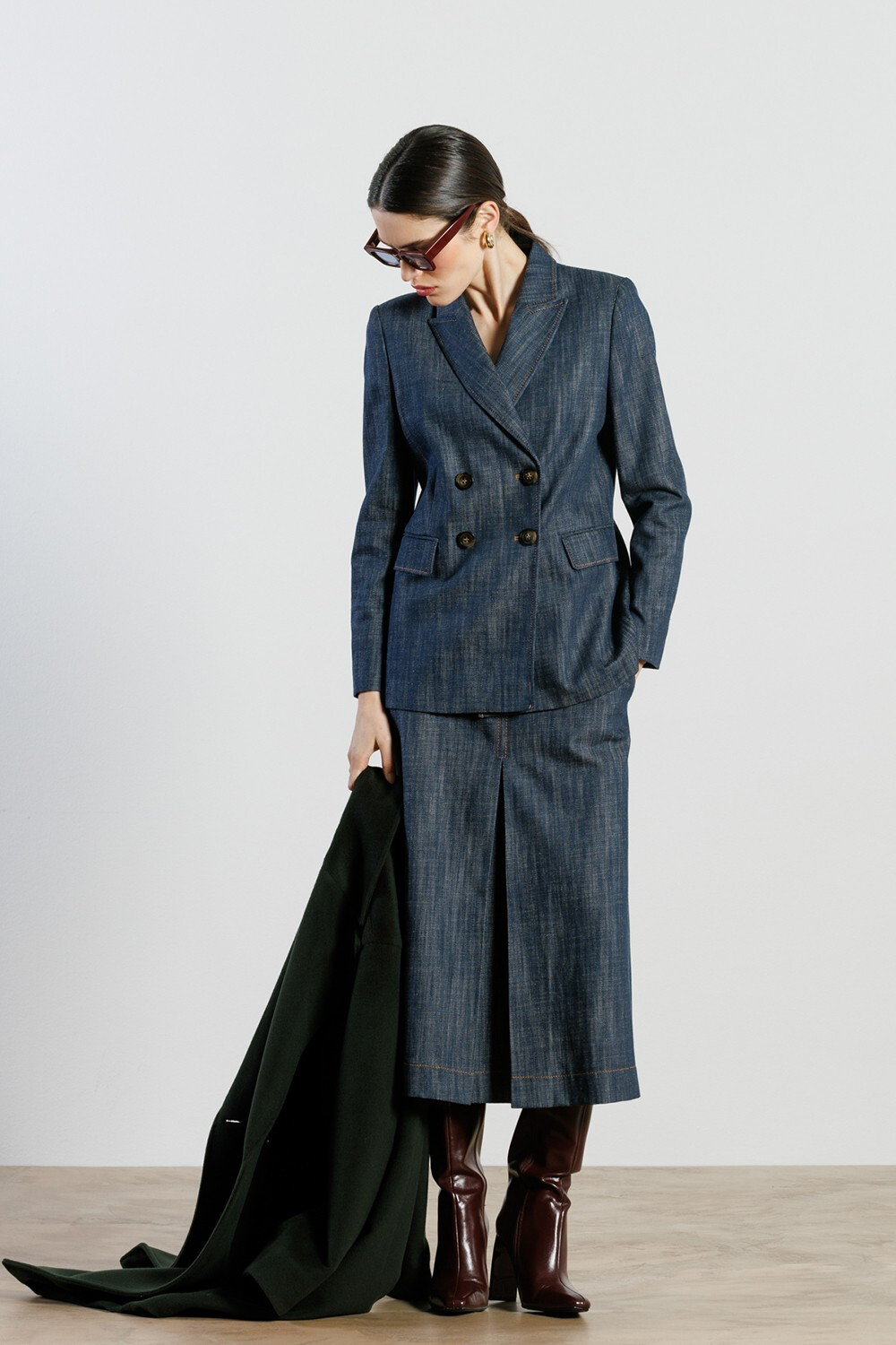 Diana  Gallesi Gonna svasata effetto denim