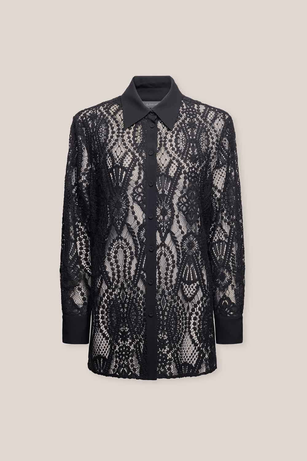 Elena Mirò Camicia in pizzo con dettagli crêpe