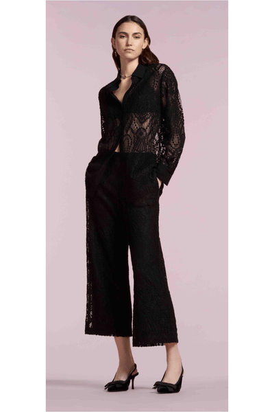 Elena Mirò Camicia in pizzo con dettagli crêpe