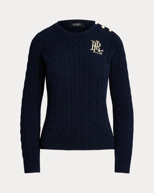 Lauren Ralph Lauren Maglia in cotone a trecce con bottoni