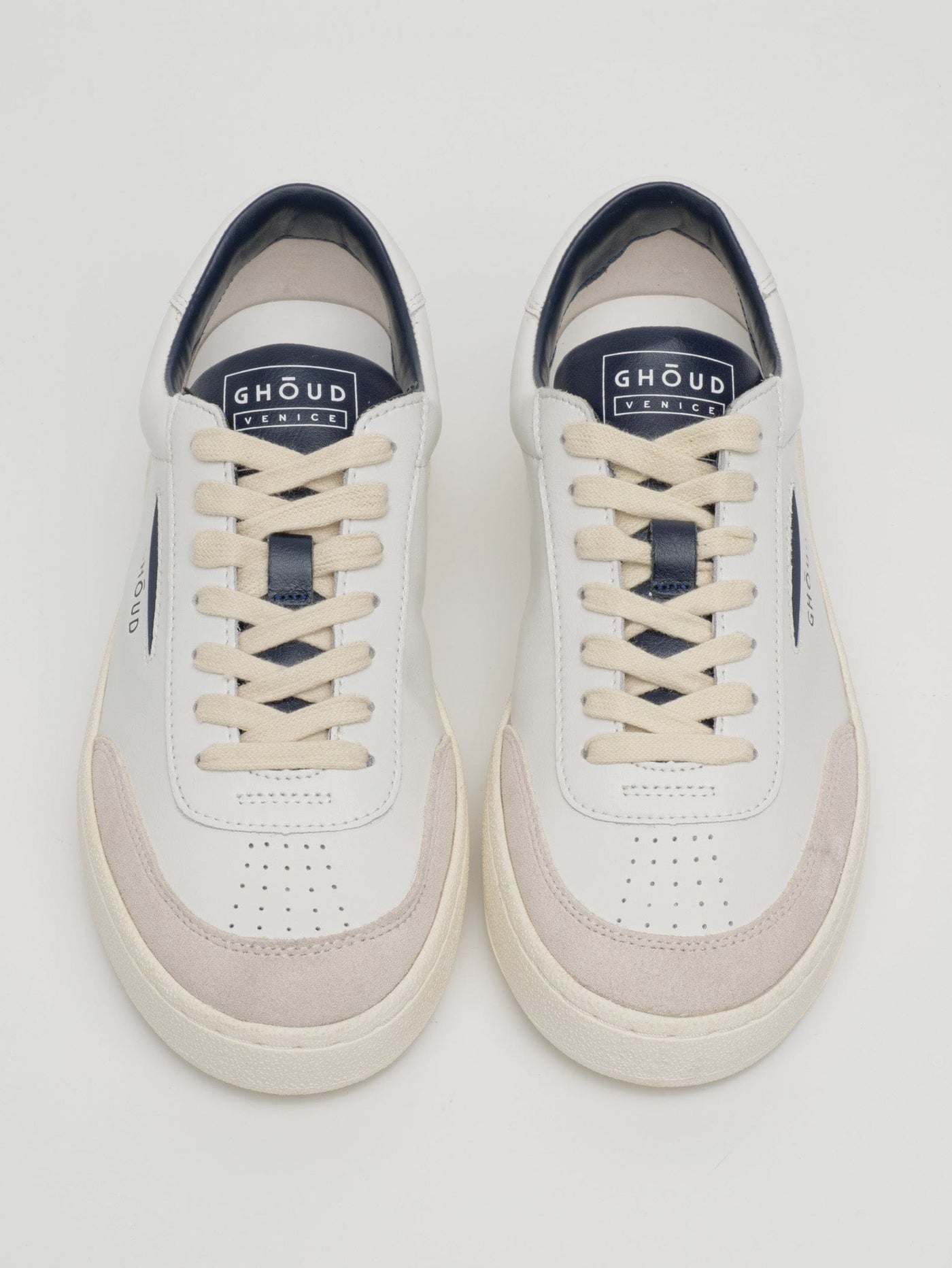 Ghoud Lido Low Man Leat Suede Wht Blu