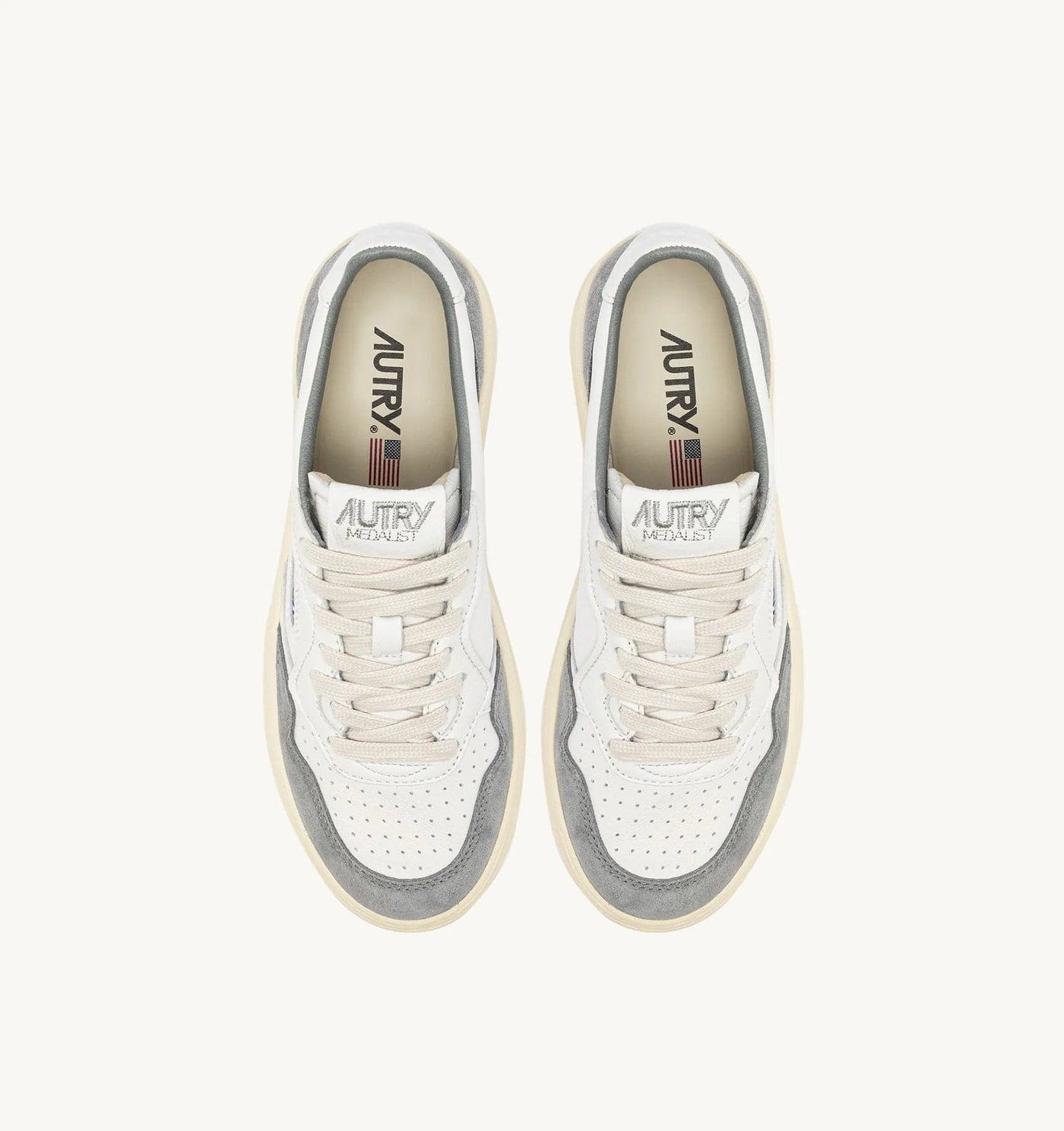 Autry Medalist Low Man Goat/Suede Wht/Grey