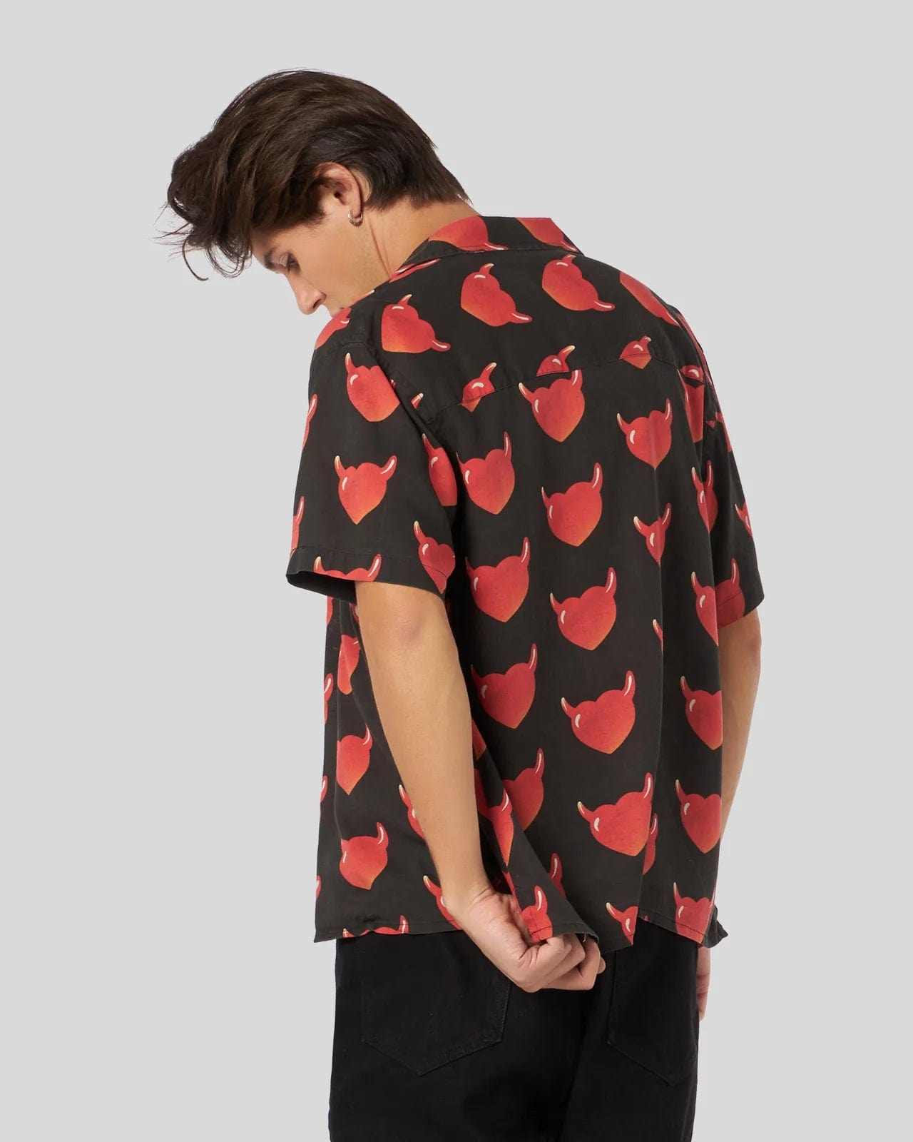 Vision Of Super Black Shirt With All Over Hearts And Metal Label