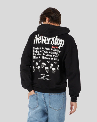 Vision of Super Black Hoodie With Never Stop Print