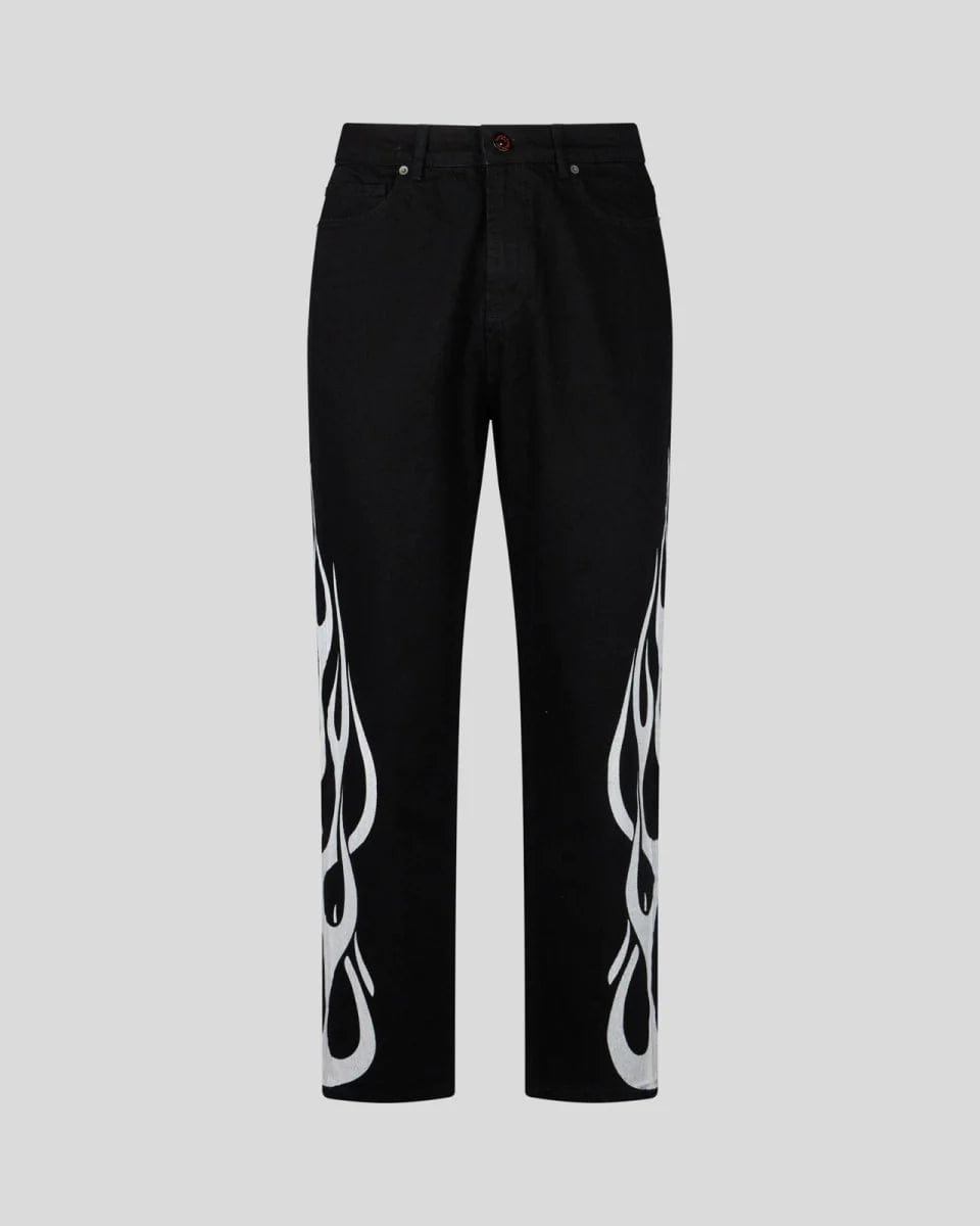 Vision Of Super Black Jeans White Flames