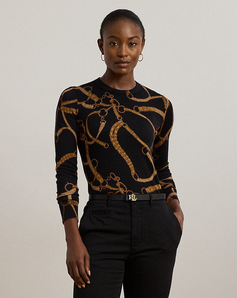 Lauren Ralph Lauren Maglia in misto cotone stampa a cinture