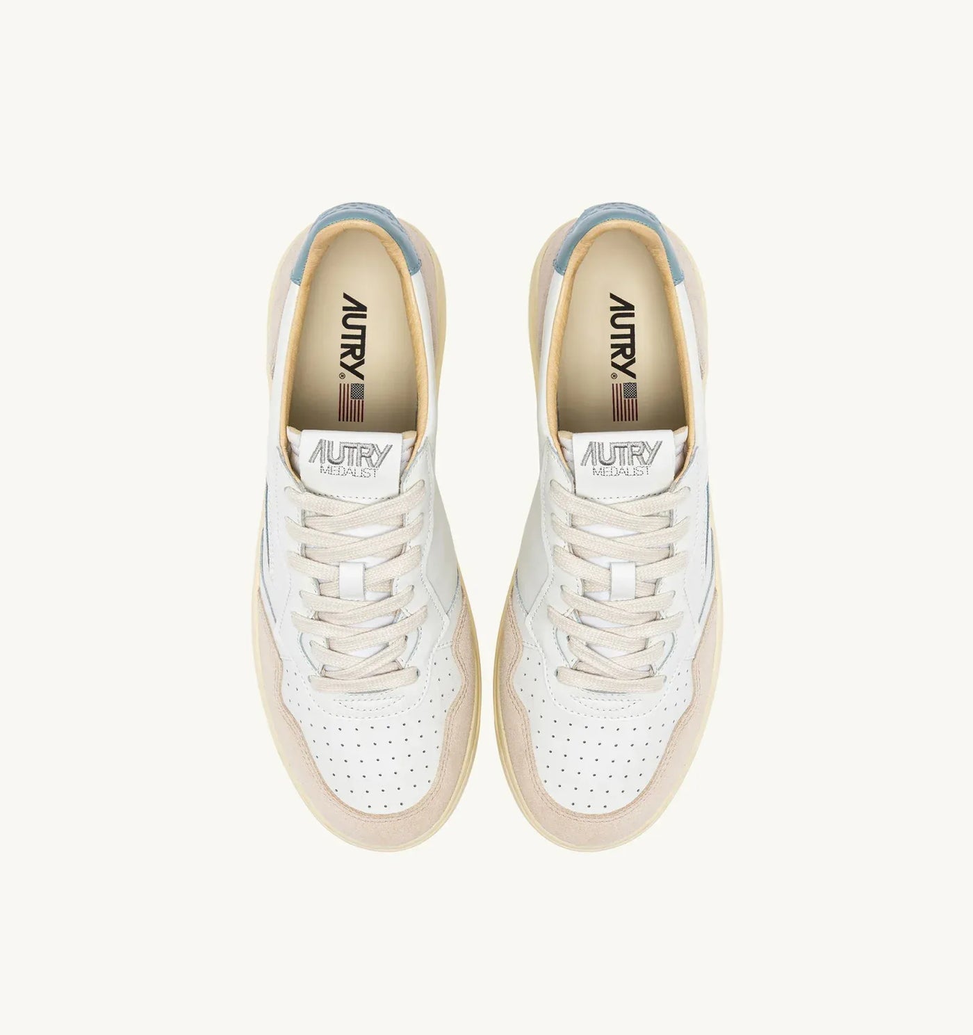 Autry Medalist Low Man Leat/Suede Wht/Forget