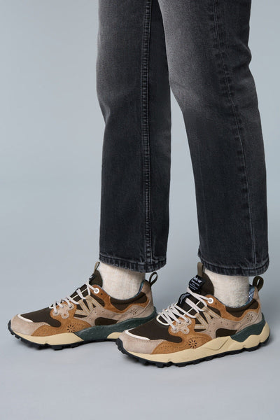 YAMANO 3 BARBOUR UNI X FM - Sneakers in suede e tessuto tecnico - Marrone-Beige