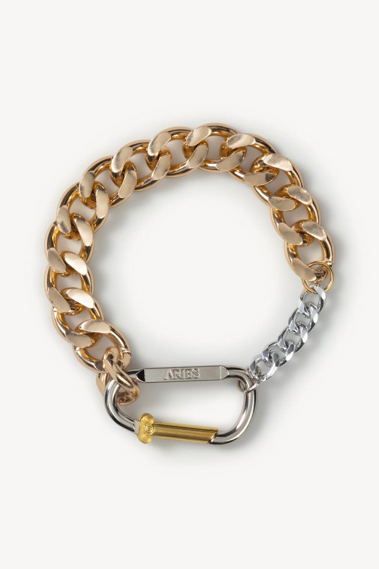 Aries Column Carabiner Gold Chunky Necklace