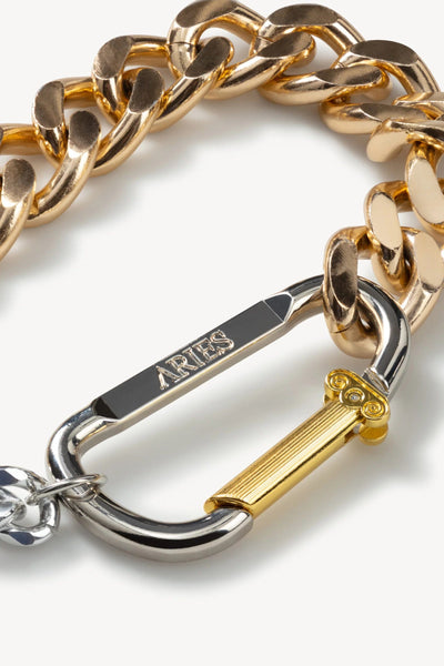Aries Column Carabiner Gold Chunky Necklace